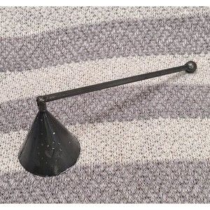 Black Embossed Heart Hinged Candle Snuffer Extinguisher 7"